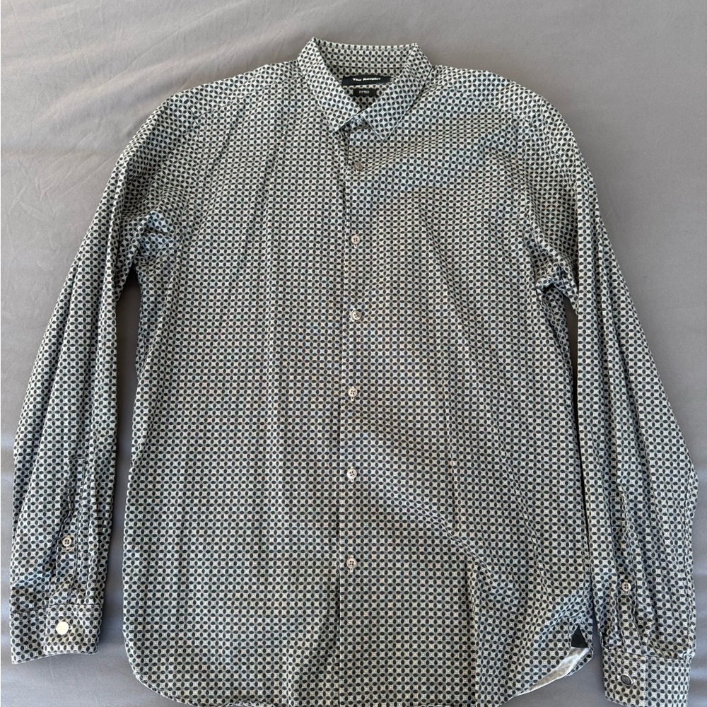 The Kooples Geometric Print Shirt – Black & Grey – 100% Cotton